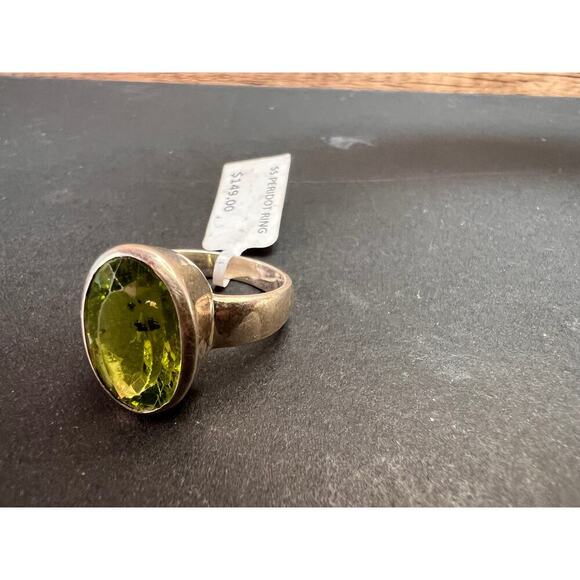 NEW size 7.5 oval cut peridot sterling silver ring 6.55 grams - Picture 12 of 16